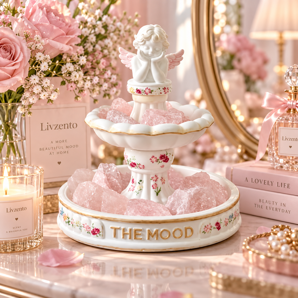 Livzento® Angel Rose Crystal Scented Candle Decor