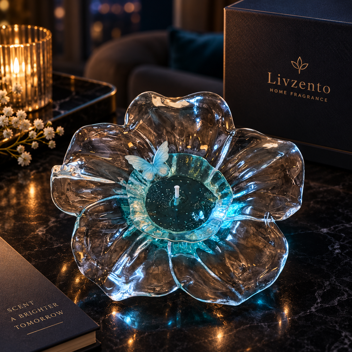 Livzento ® Crystal Flower Butterfly Scented Candle Decor